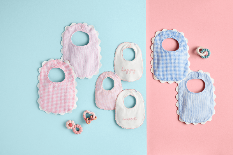 Blue Gingham Scallop Bib - Persnickety Shop