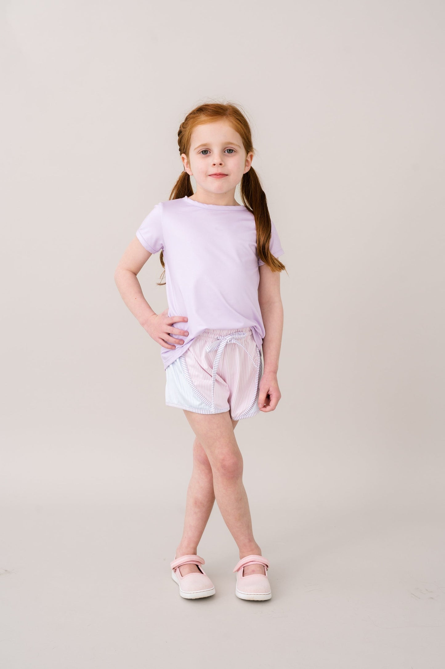 Set Athletics Elise Short - Cotton Candy Pink, Cotton Candy Blue, Petal Purple Ministripe - Persnickety Shop