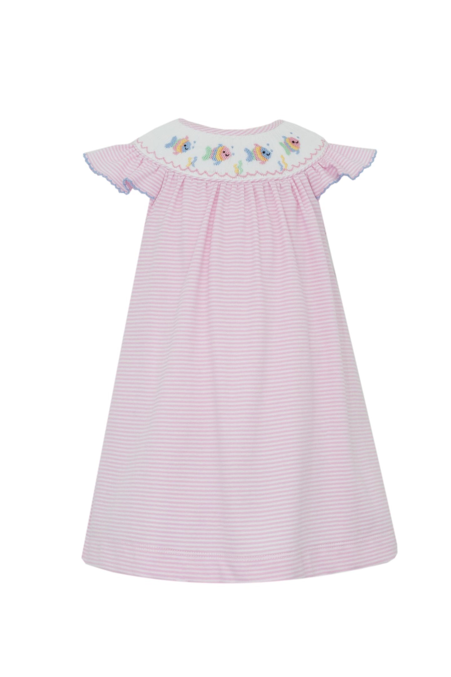 Petit Bebe Baby Fish Smocked Bishop Dress – Pink Stripe - Persnickety Shop