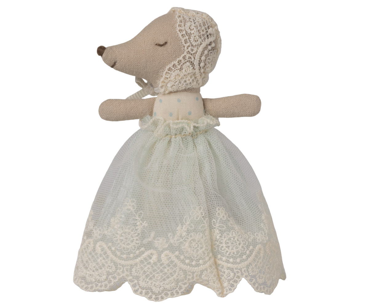 Maileg Baby mouse in gown - Mint - Persnickety Shop