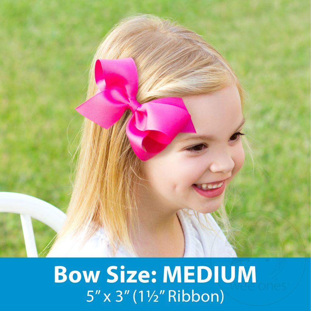 Wee Ones Medium Crepe Satin with Grosgrain Underlay Hair Bow Antique White - Persnickety Shop