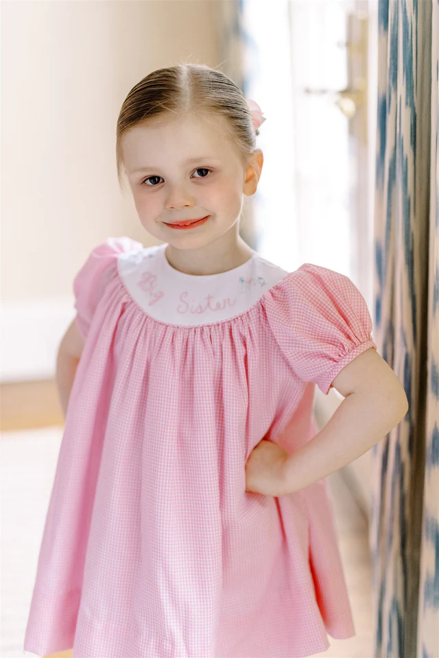 Proper Peony Girls Pink Check Sissy Big Sister Dress 2T