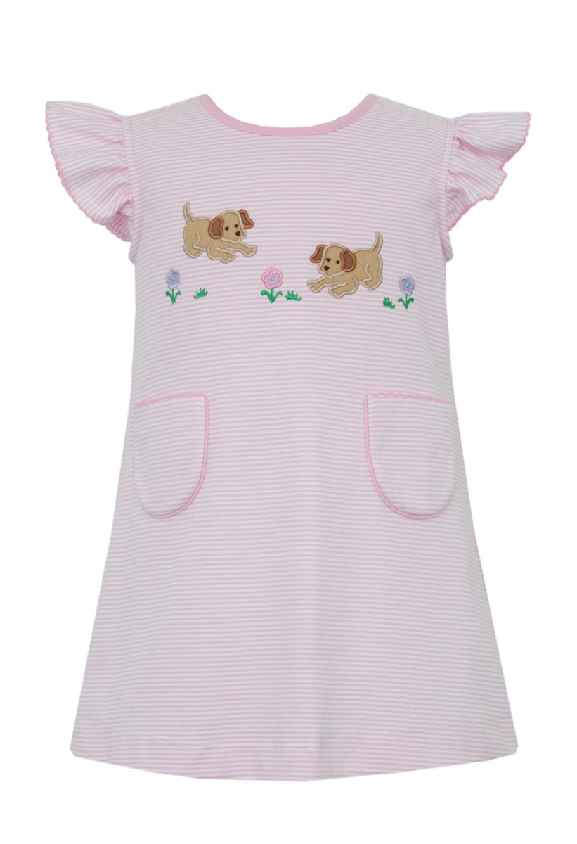 GARDEN PUPPIES GIRL´S- Pink knit stripe A line dress - Persnickety Shop