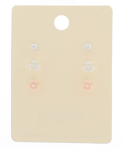 Acrylic Flower and Pearl Stud Earrings 3 Pair Set - Persnickety Shop