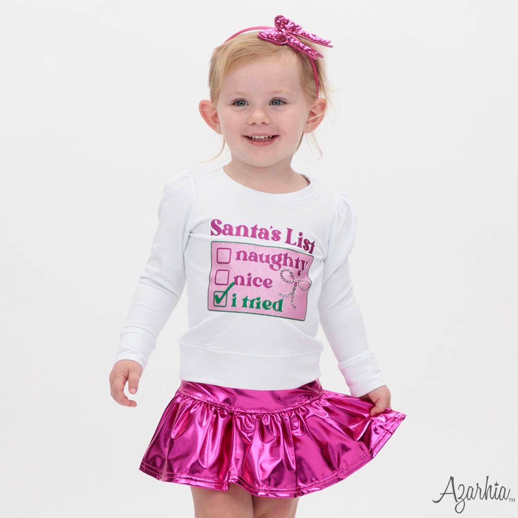 Azarhia Christmas Santa's List White Top - Persnickety Shop
