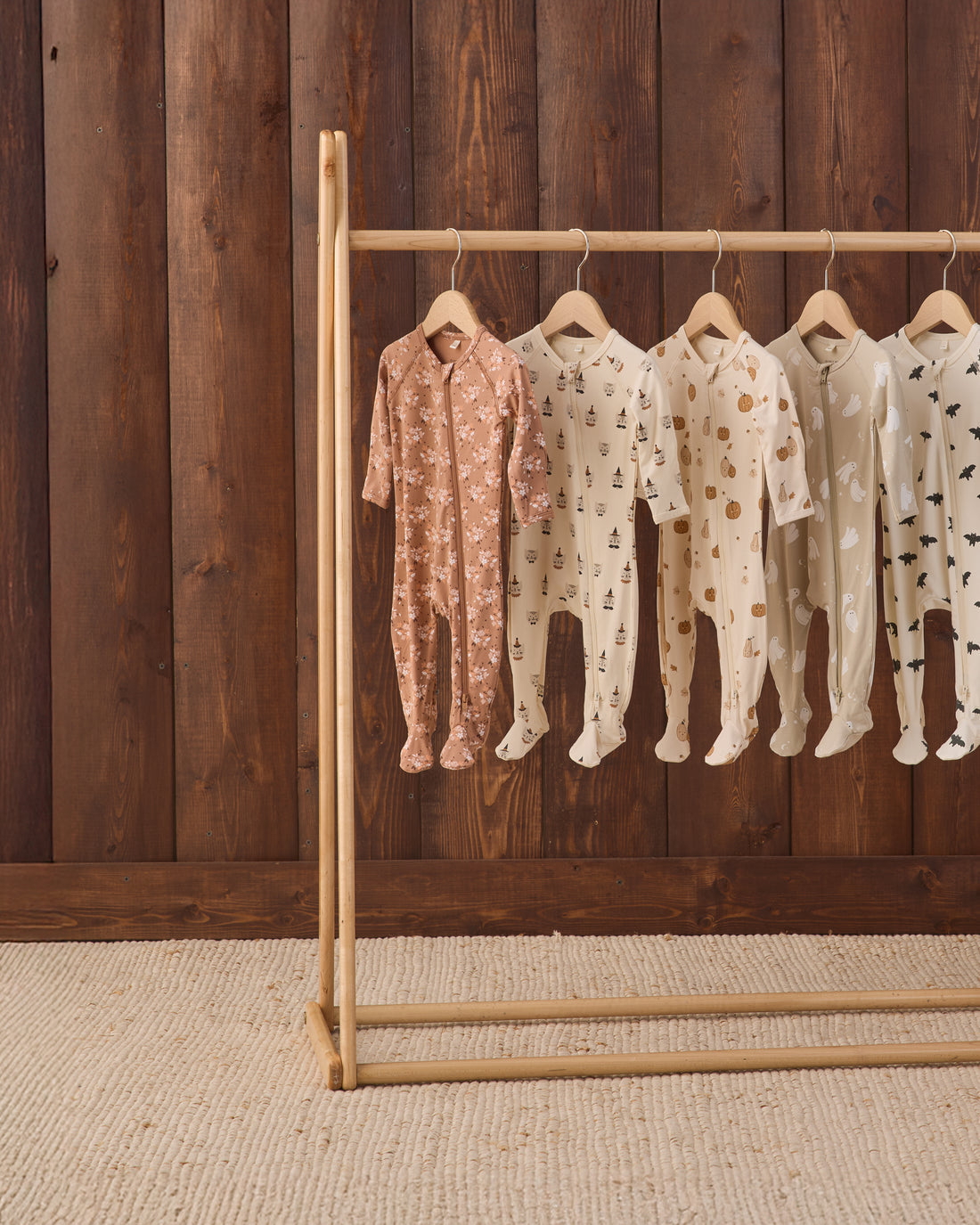 Quincy Mae BAMBOO ZIP FOOTIE FALL FLORAL