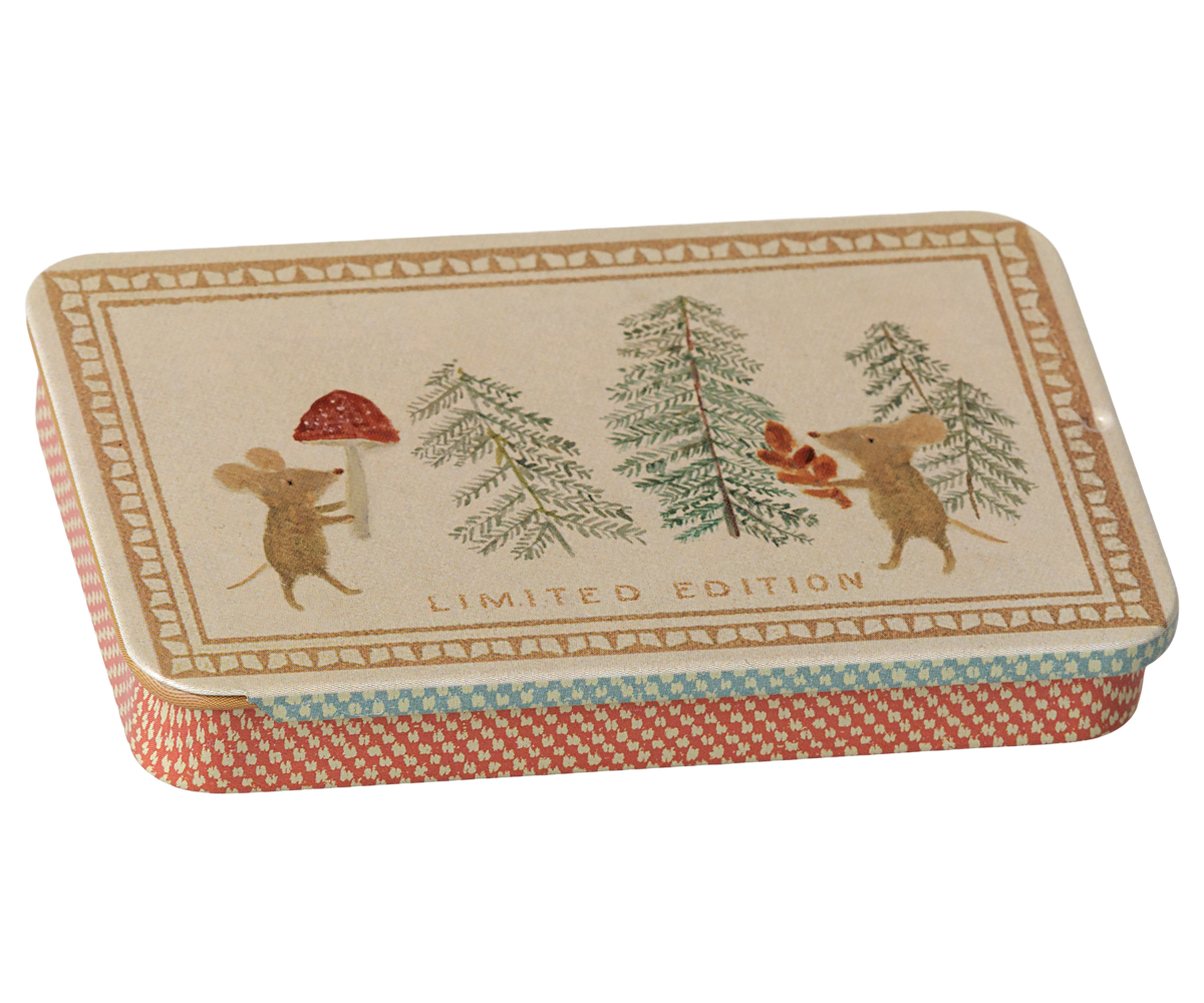 Maileg Metal box w. sliding lid - Christmas mice
