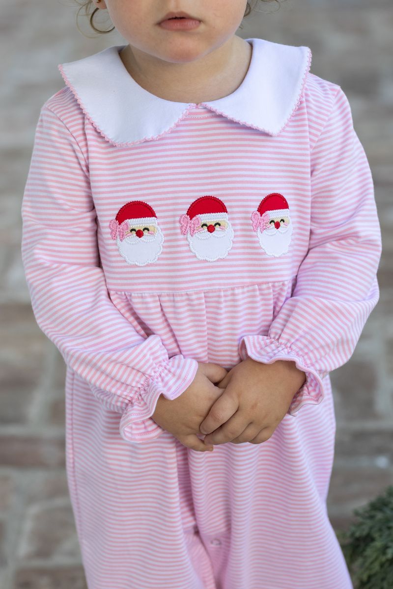Trotter Street Kids Santa Trio Romper- Pink