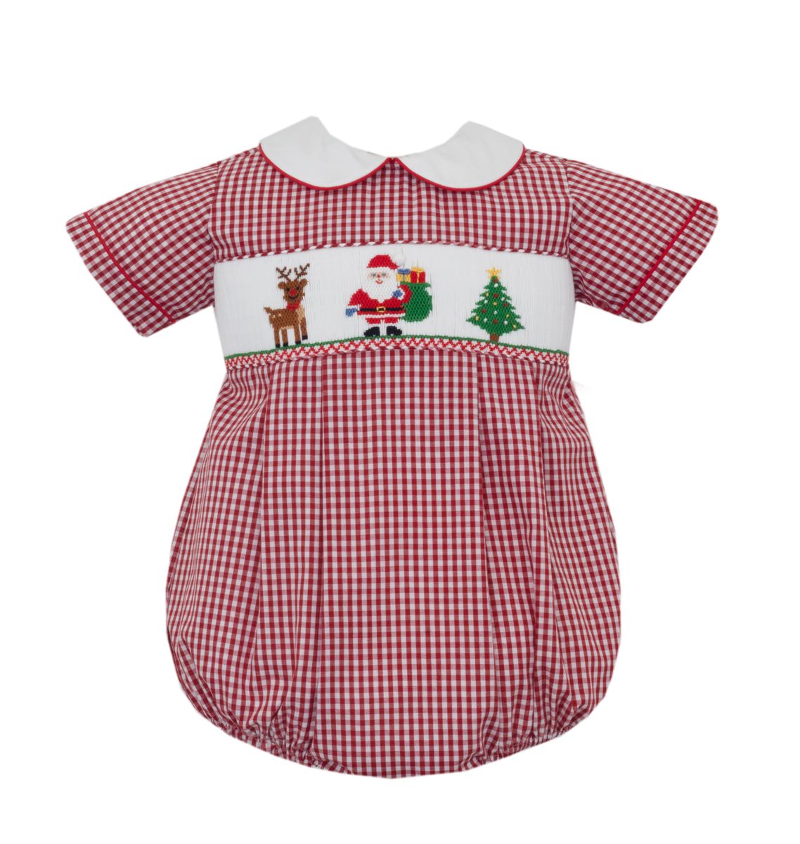 Anavini *Pre-Order*SANTA BOY´S - Red gingham boy's short bubble S/S