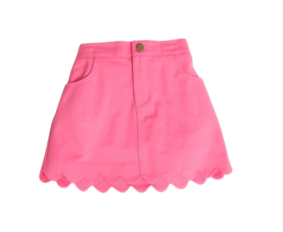 Emma Jean Pink Denim Scalloped Skirt