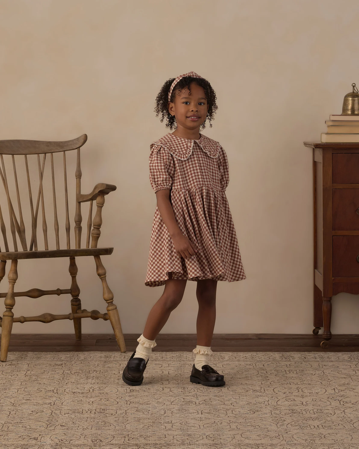 RYLEE + CRU CAMILLE DRESS BRICK CHECK