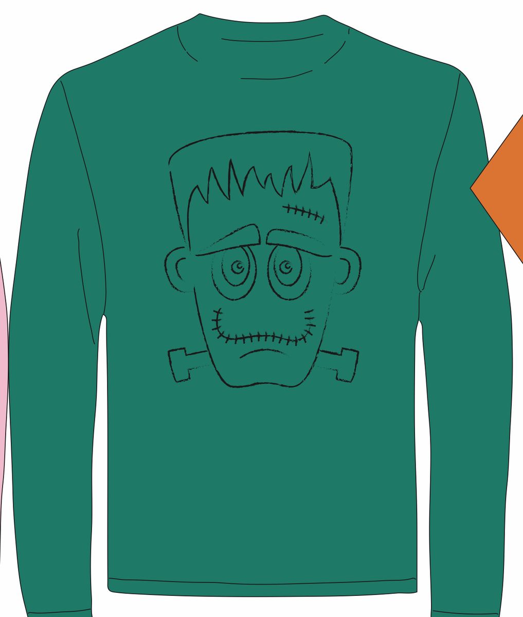 Mustard & Ketchup Kids *Pre-Order* Long-Sleeve Green Frankenstein Halloween T-Shirt