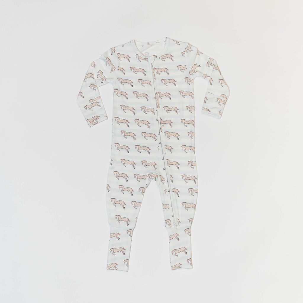 Saltwater Boys BABY ROMPER- BLUE HORSES