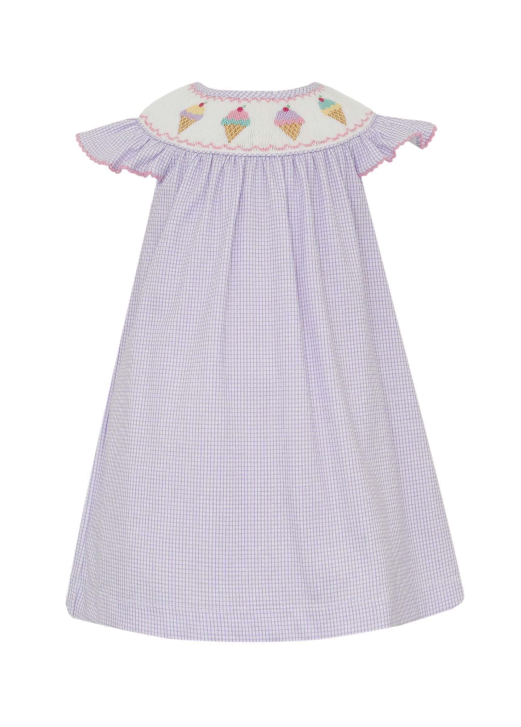 Petit Bebe Ice Cream Smocked Bishop Dress – Lilac Gingham – Persnickety Shop