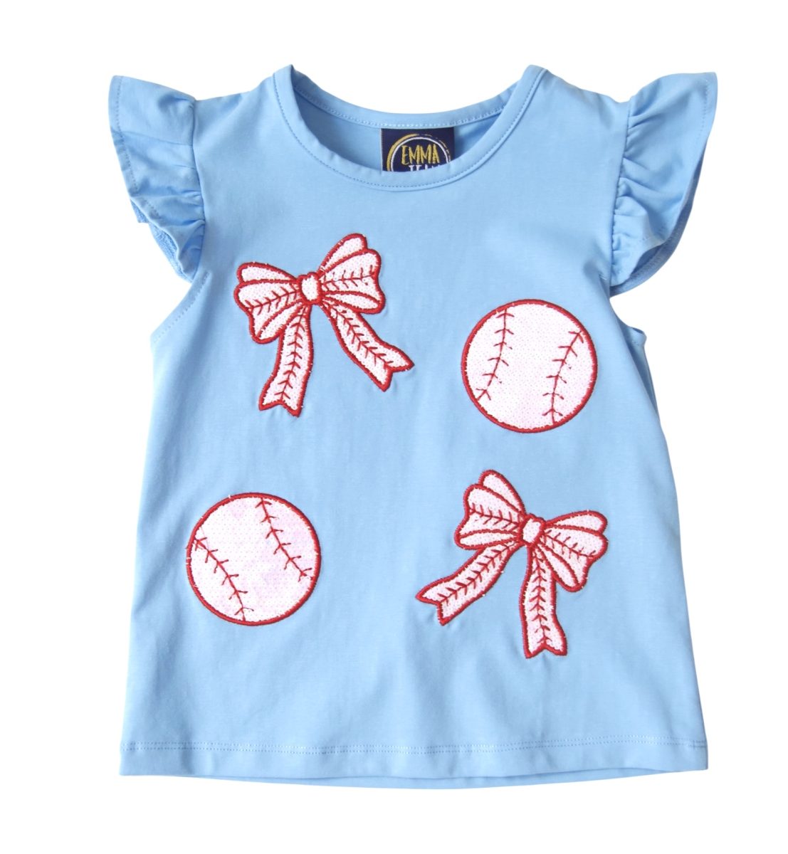 Sparkly Baseball Applique Angel Sleeve Shirt - Persnickety Shop