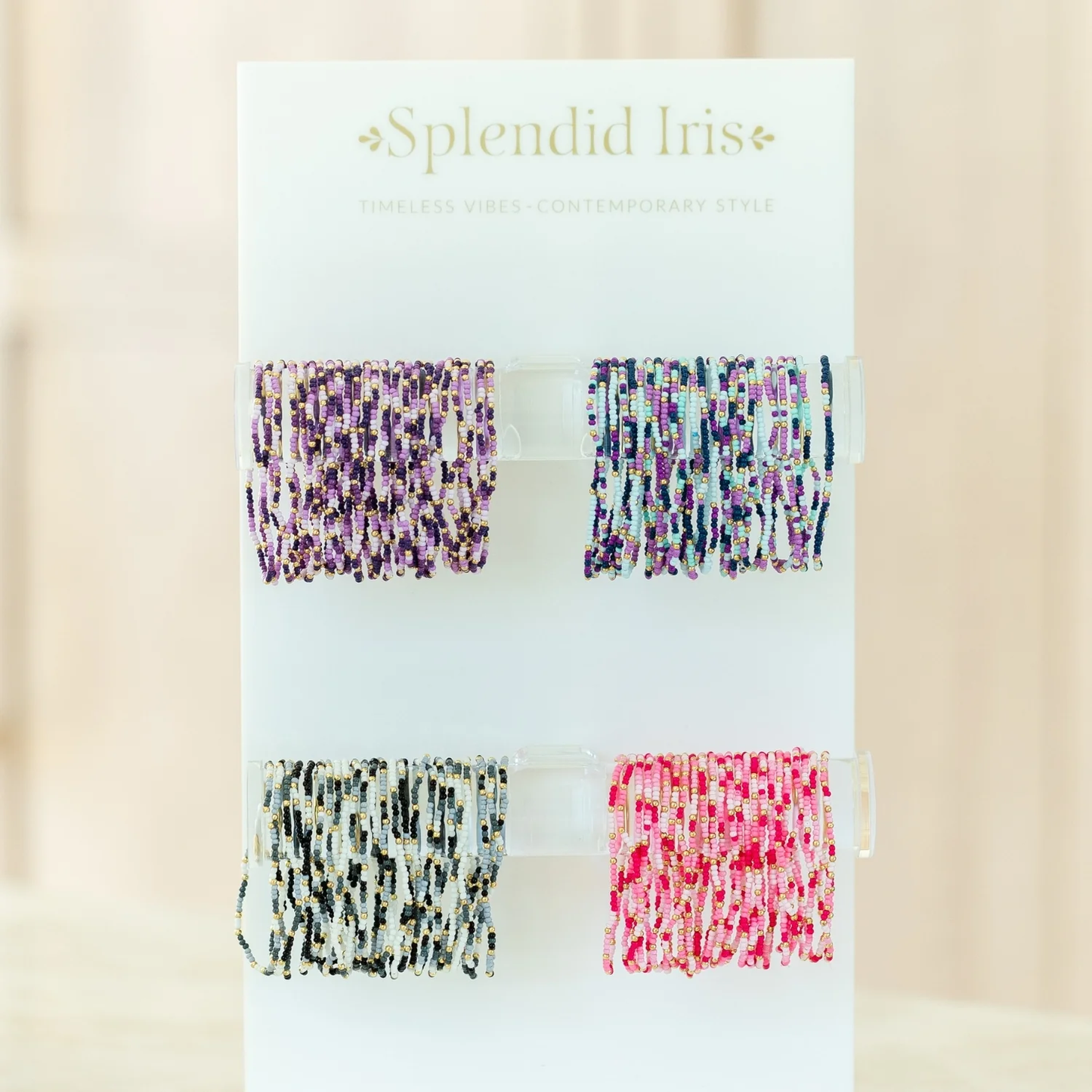 Seed Beed 2mm Pink/Gold Bracelet - Persnickety Shop