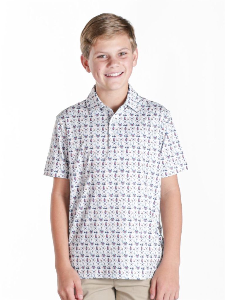 Simply Southern Boy Polo White- Golf - Persnickety Shop