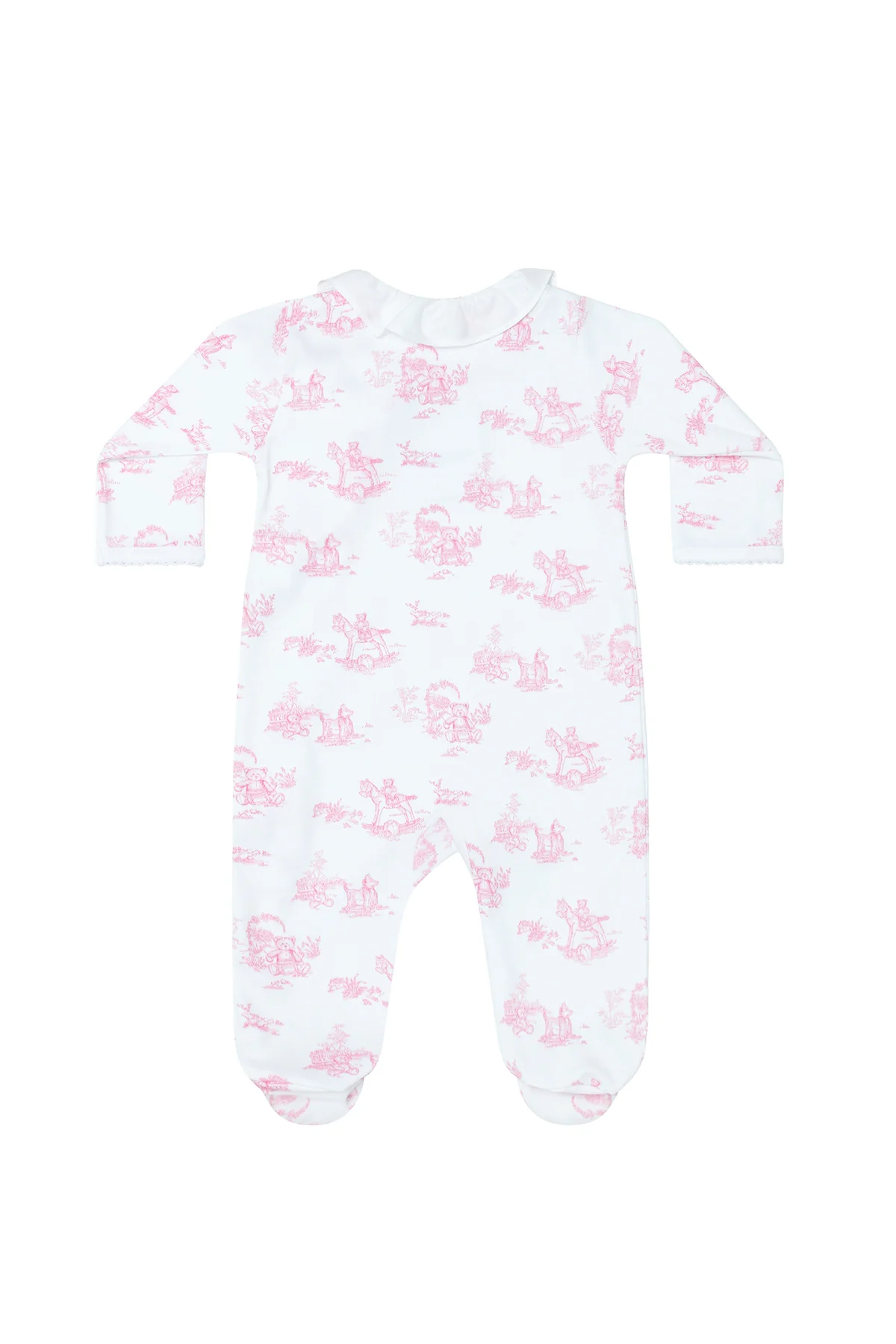 Nella Pima Pink Toile Baby Crossover Footie - Persnickety Shop