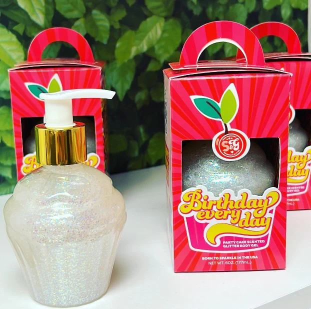 Birthday Everyday Party Cake Scented Holo-iridescent Glitter Body Gel 6 oz. - Persnickety Shop