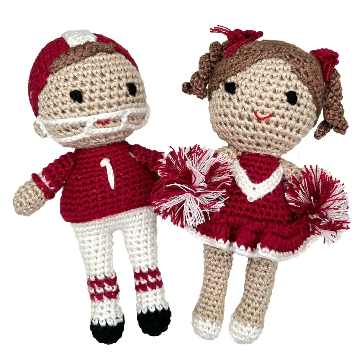Football Player Bamboo Crochet Rattles Garnet Maroon - Persnickety Shop