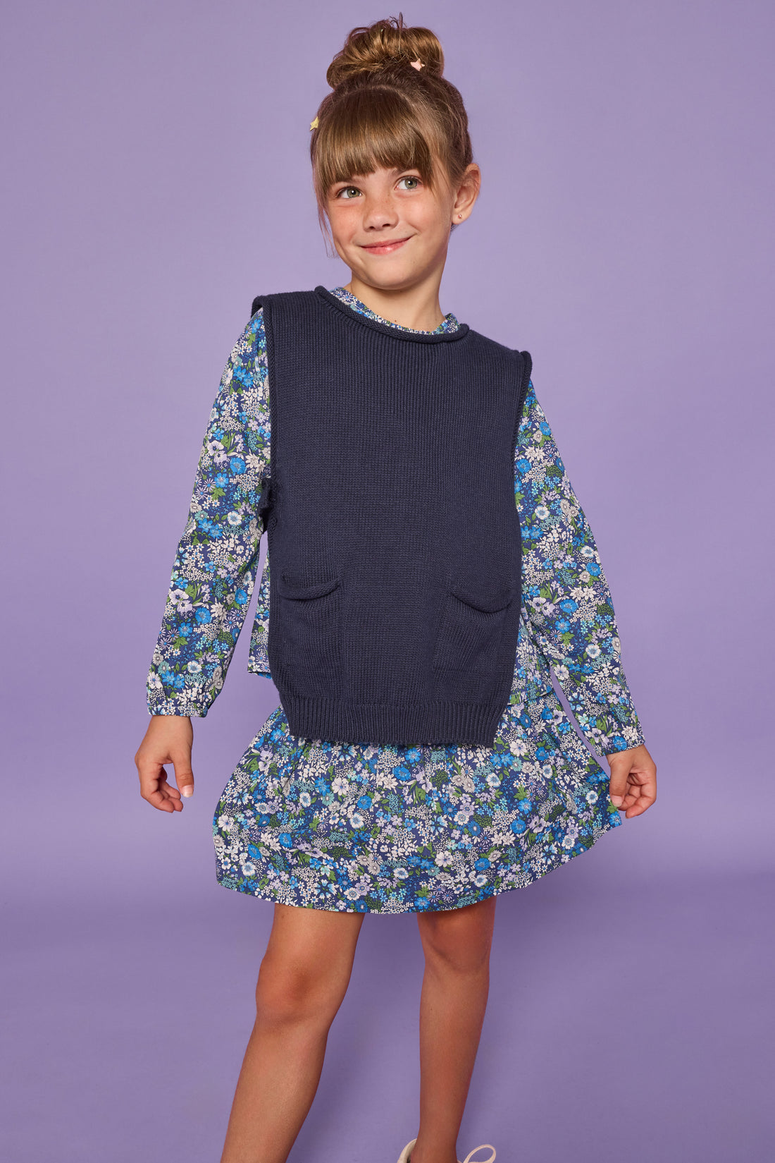 Bisby Anita Top - Brookline Blossoms Blue