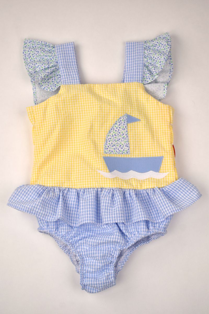 Sailboat Seersucker Swim Collection – Boys & Girls by Funtasia Too! - Persnickety Shop