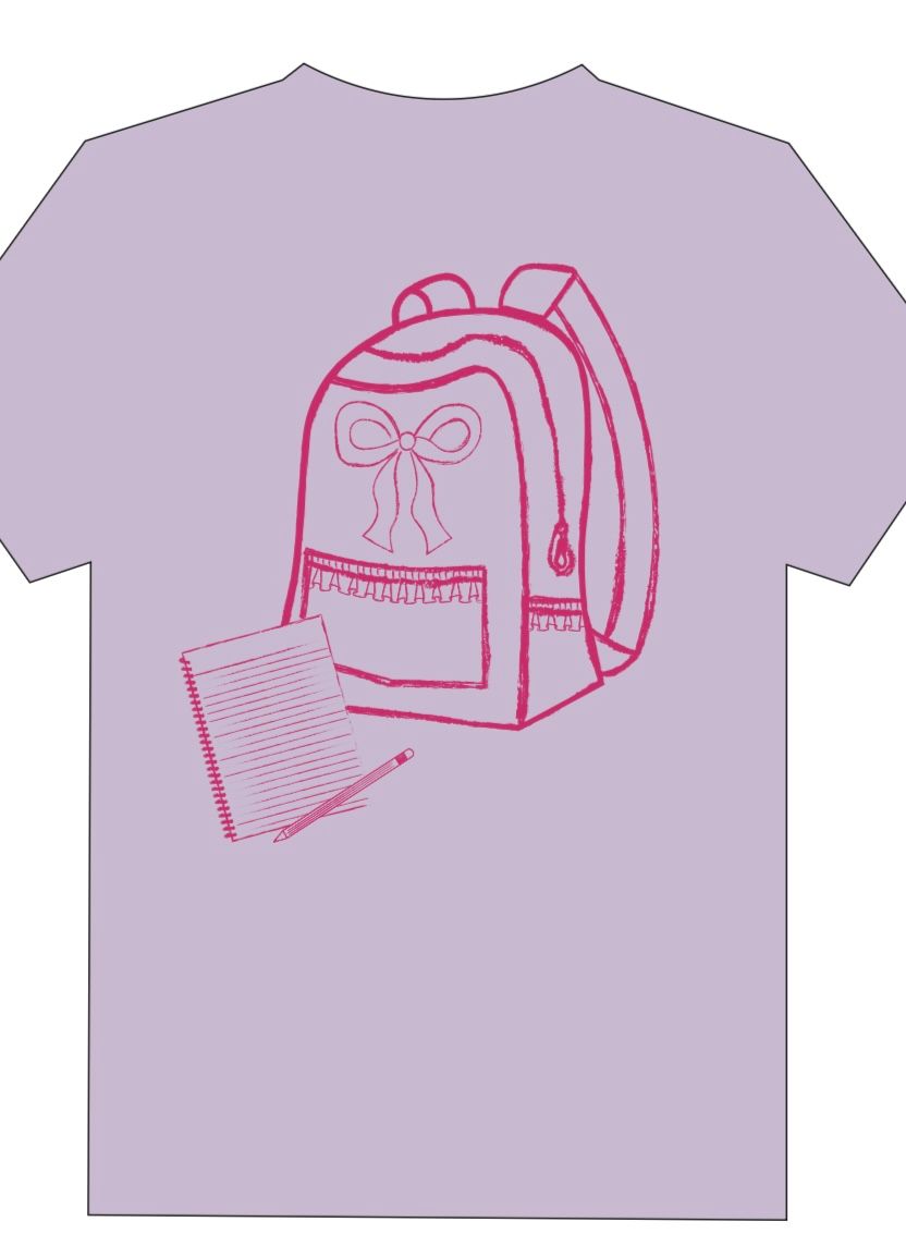 Mustard & Ketchup Kids *Pre-Order* Short-Sleeve Light Purple Bow Backpack T-Shirt (Copy)
