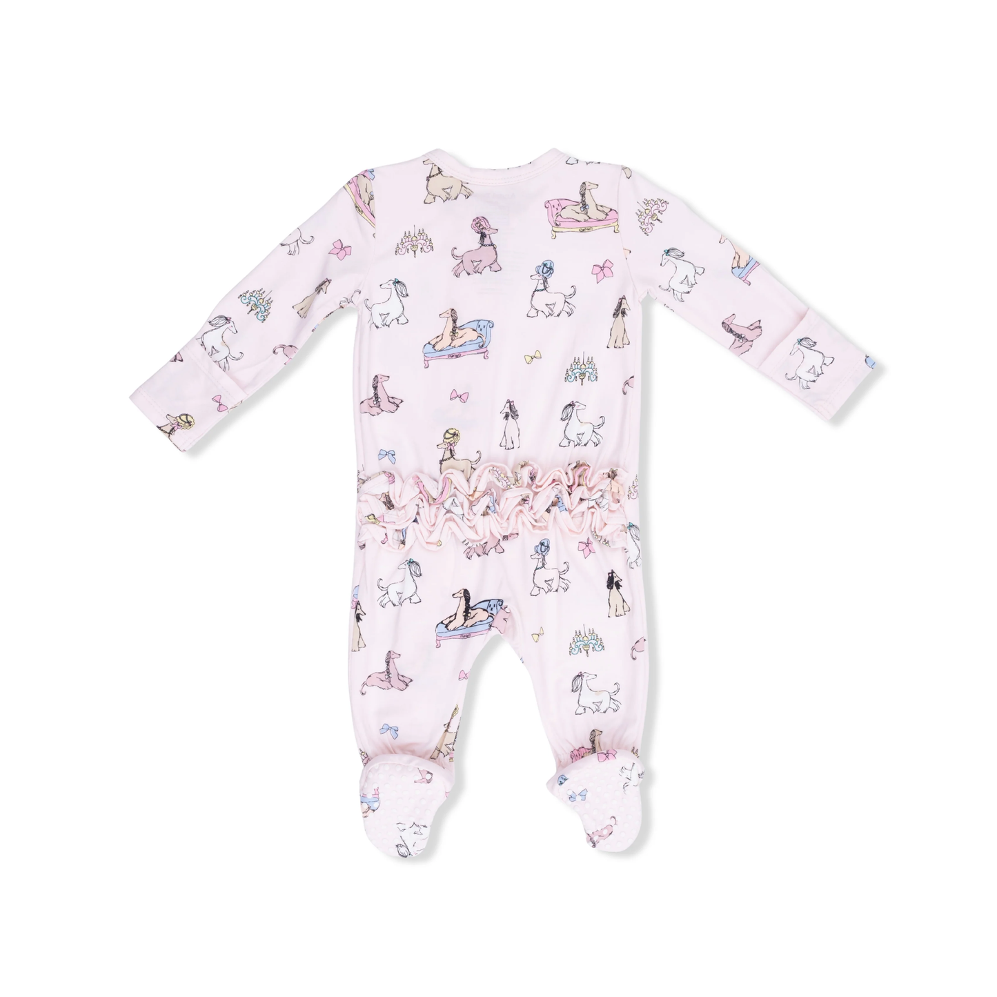 Fancy Hounds with Bows - 2 Way Ruffle Back Zipper Footie - Persnickety Shop