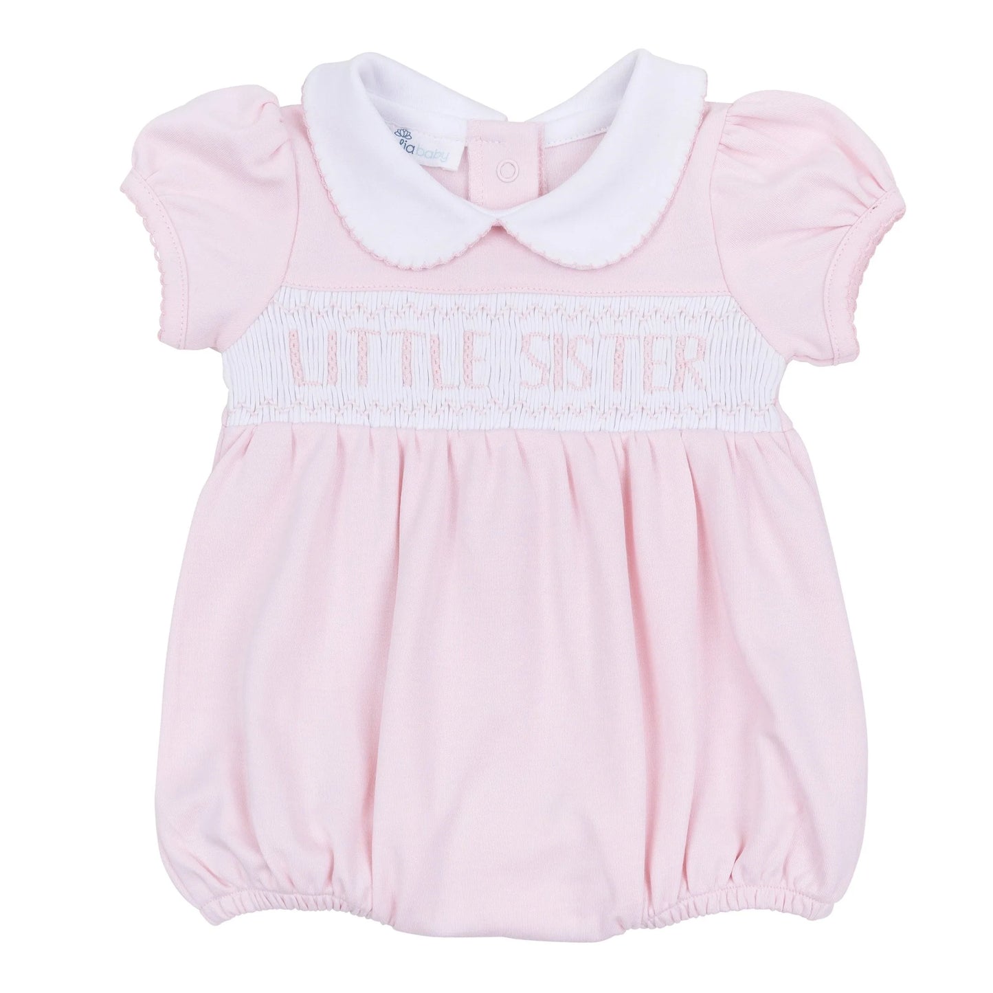 Magnolia Baby Little Sister Smocked Short Sleeve Bubble - Pink