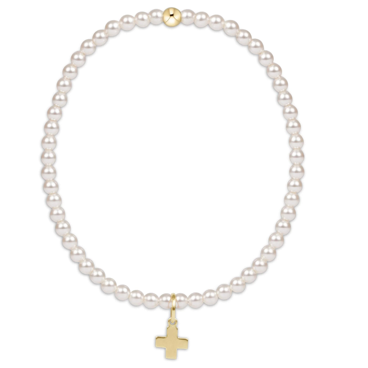 Enewton classic pearl 3mm bracelet - signature cross gold charm