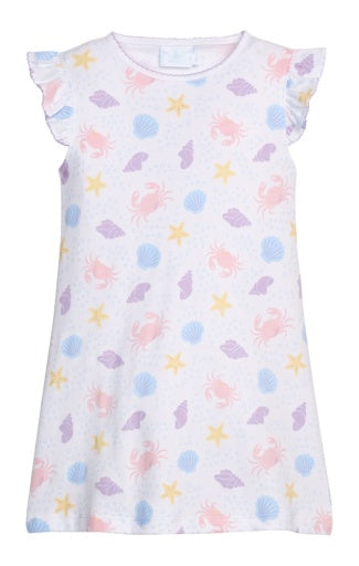 Printed Angel Sleeve Dress - Sea Shells - Persnickety Shop