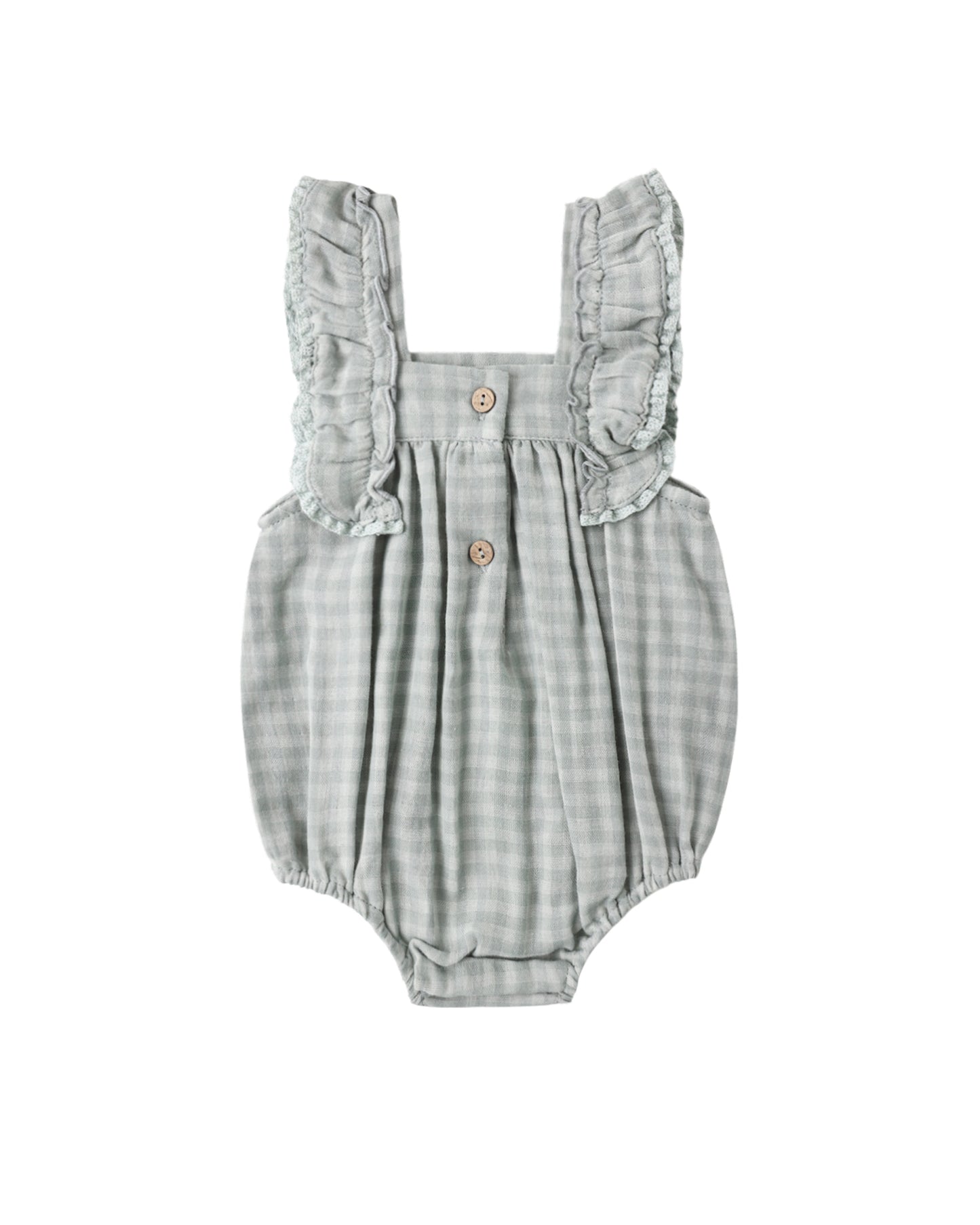 MAYA ROMPER GREEN GINGHAM - Persnickety Shop