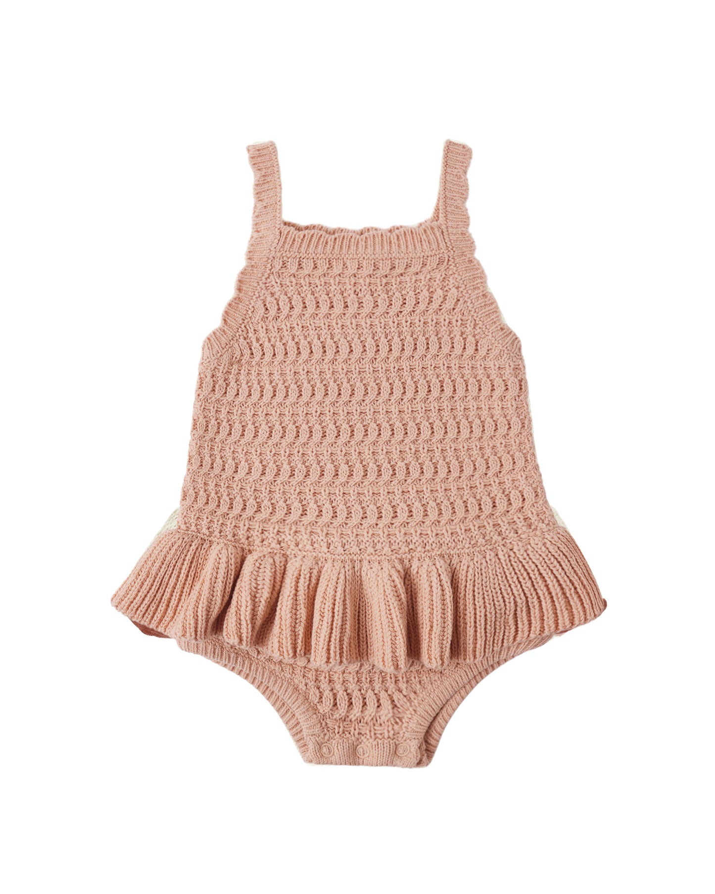 CROCHET RUFFLE ROMPER MELON - Persnickety Shop