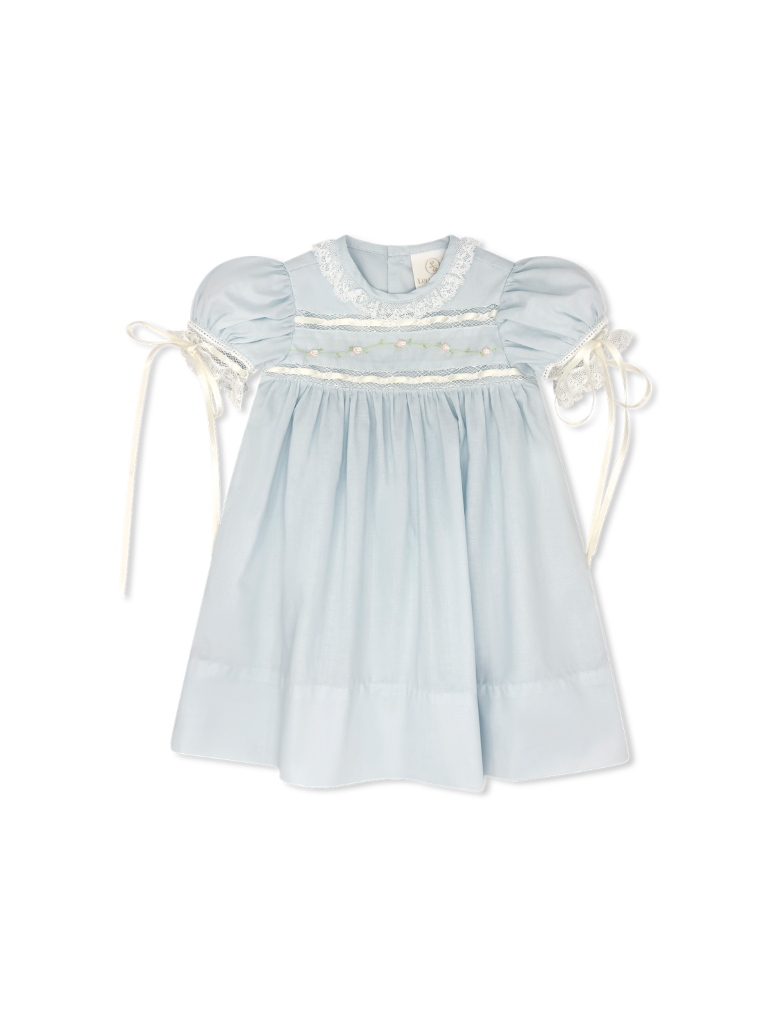 BLESSINGS BLUE BATISTE, FLORAL EMBROIDERY - Persnickety Shop