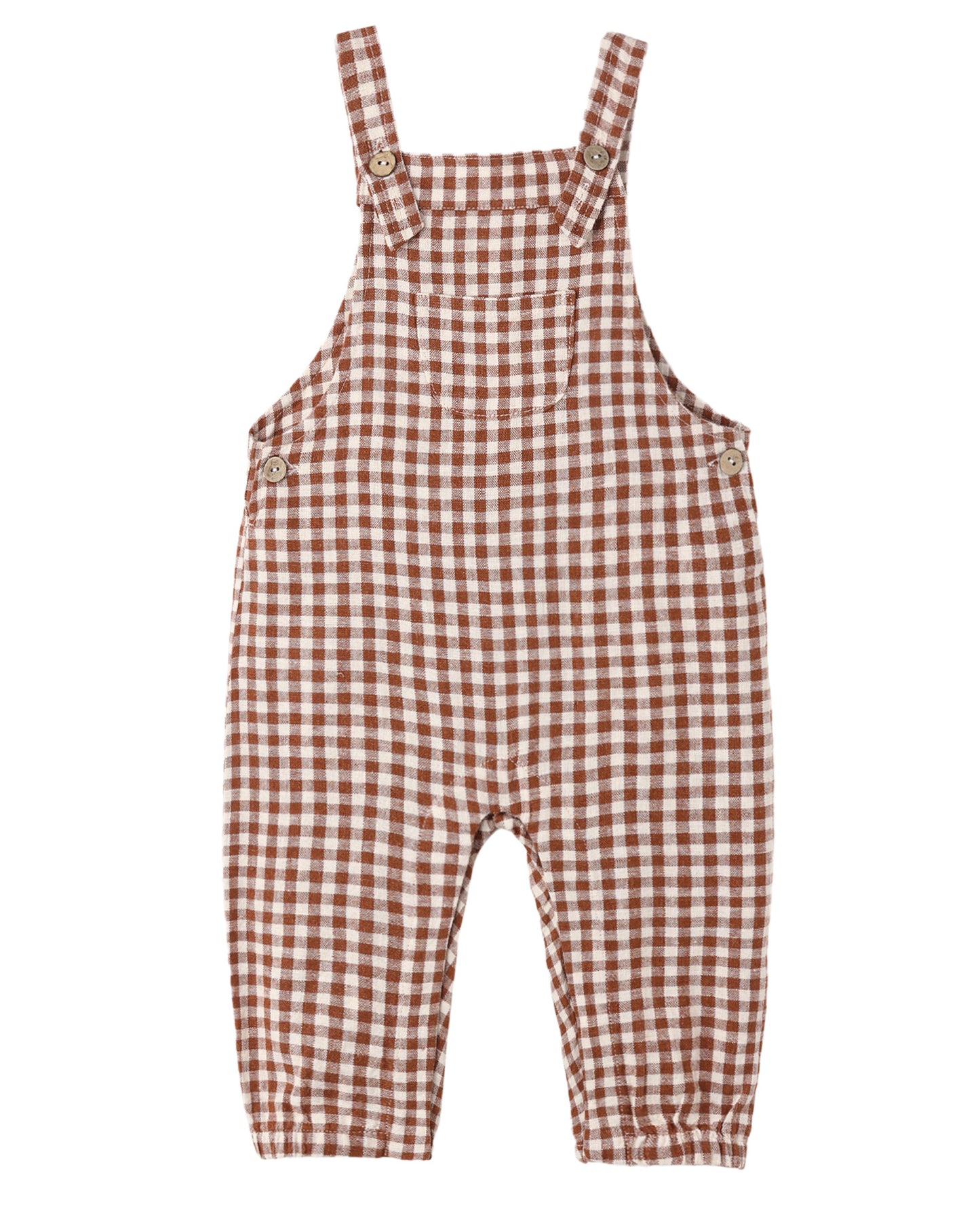 *PRE ORDER* RYLEE + CRU BABY OVERALLS BRICK CHECK