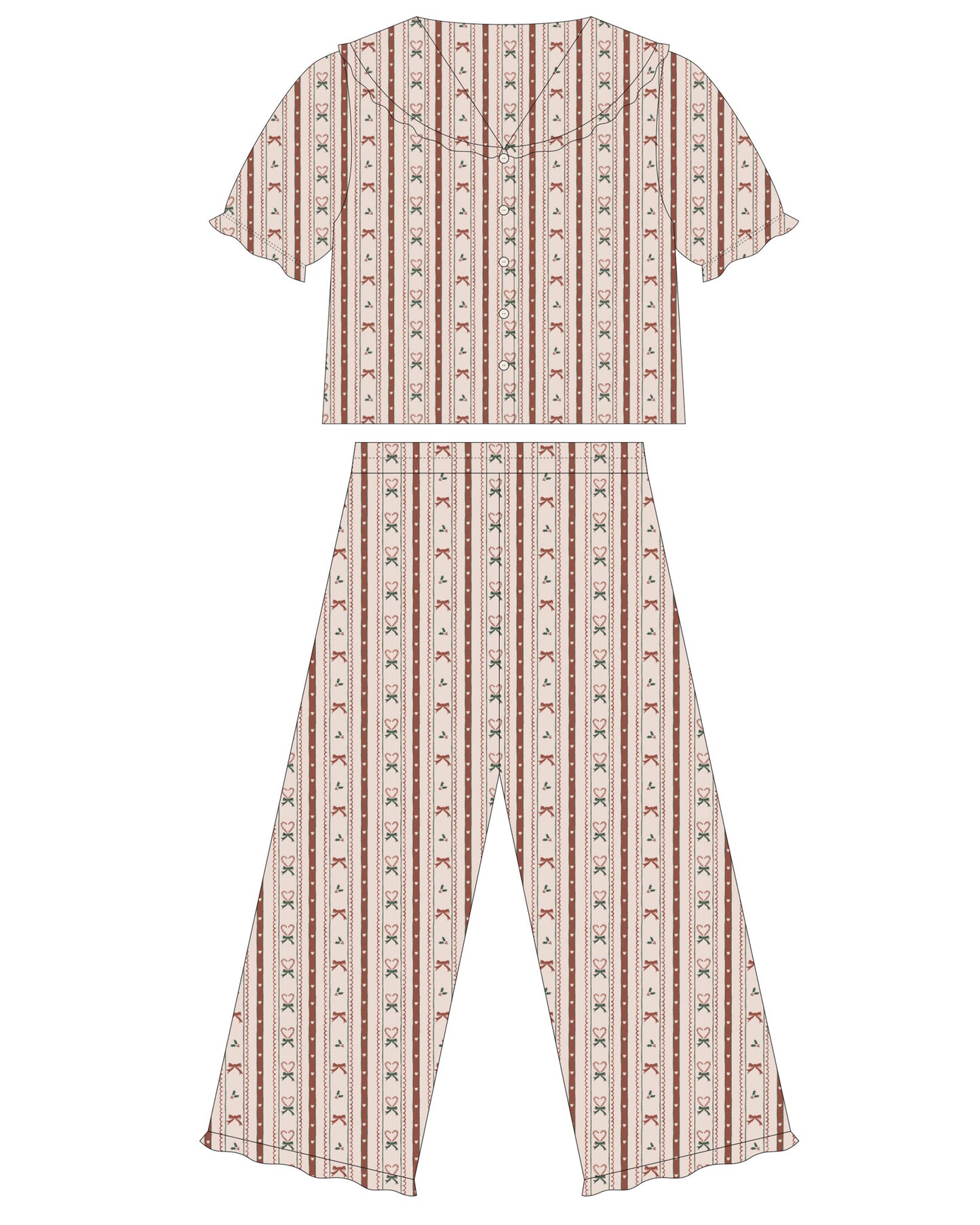 *PRE ORDER RYLEE + CRU TEEN RUFFLE PAJAMAS CANDY CANE LANE