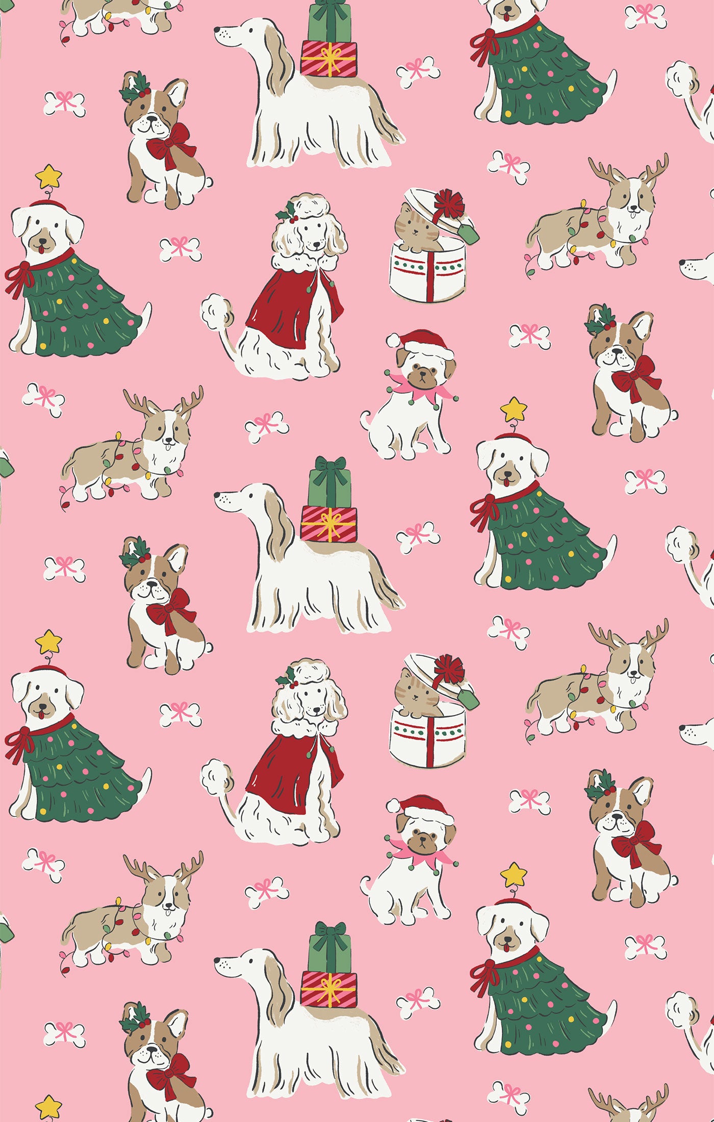 PREORDER Angel Dear Christmas Dogs Pink - Long Sleeve Bodysuit