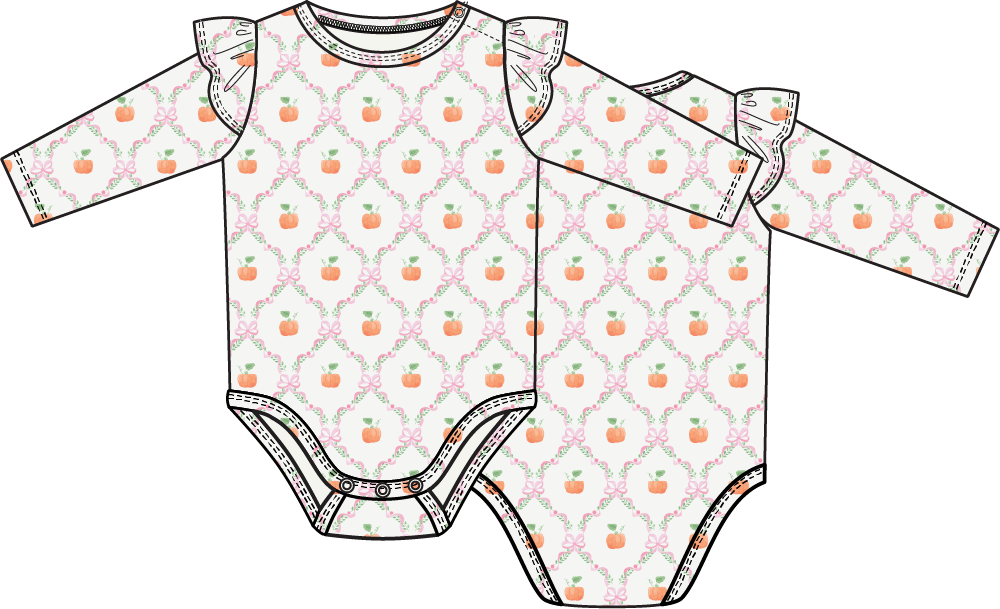 PREORDER Angel DearPretty Pumpkin Trellis - Ruffle Sleeve Bodysuit With Snap Shoulder