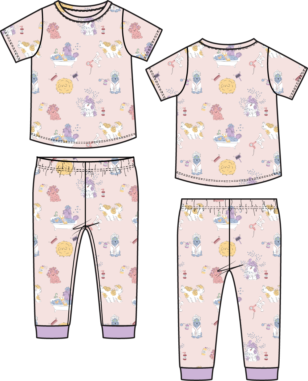 PREORDER Angel Dear Spa Dogs - Short Sleeve Loungewear Set