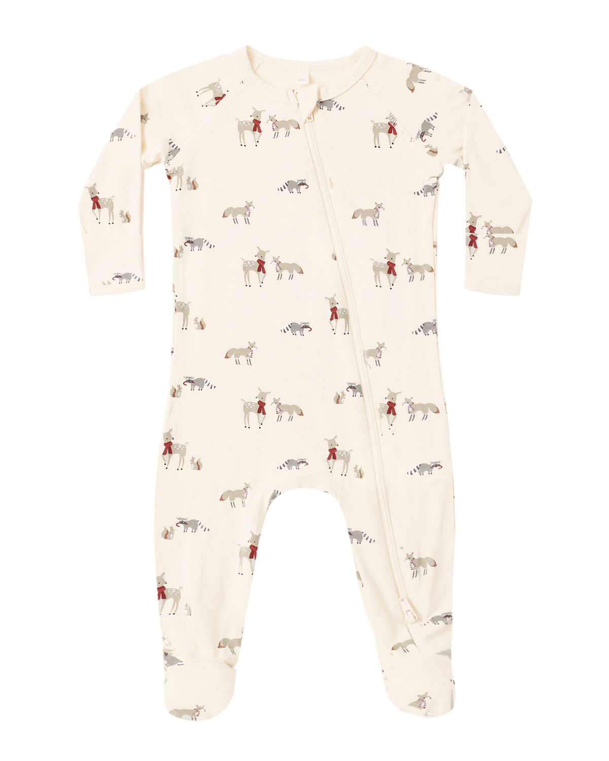 QUINCY MAE BAMBOO ZIP FOOTIE FOREST FRIENDS