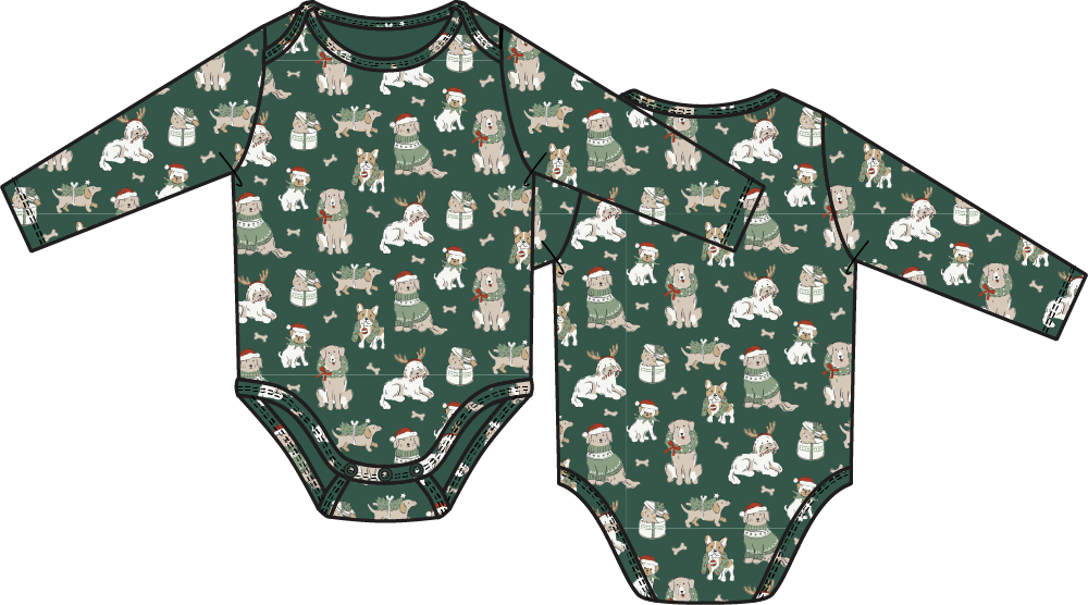 PREORDER Angel Dear Christmas Dogs Uni - Long Sleeve Bodysuit