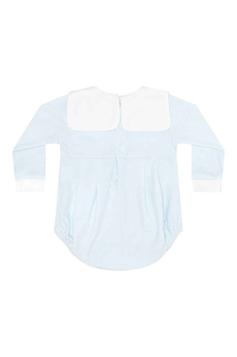 Nellapima Blue Herringbone Embroidered Bubble LS