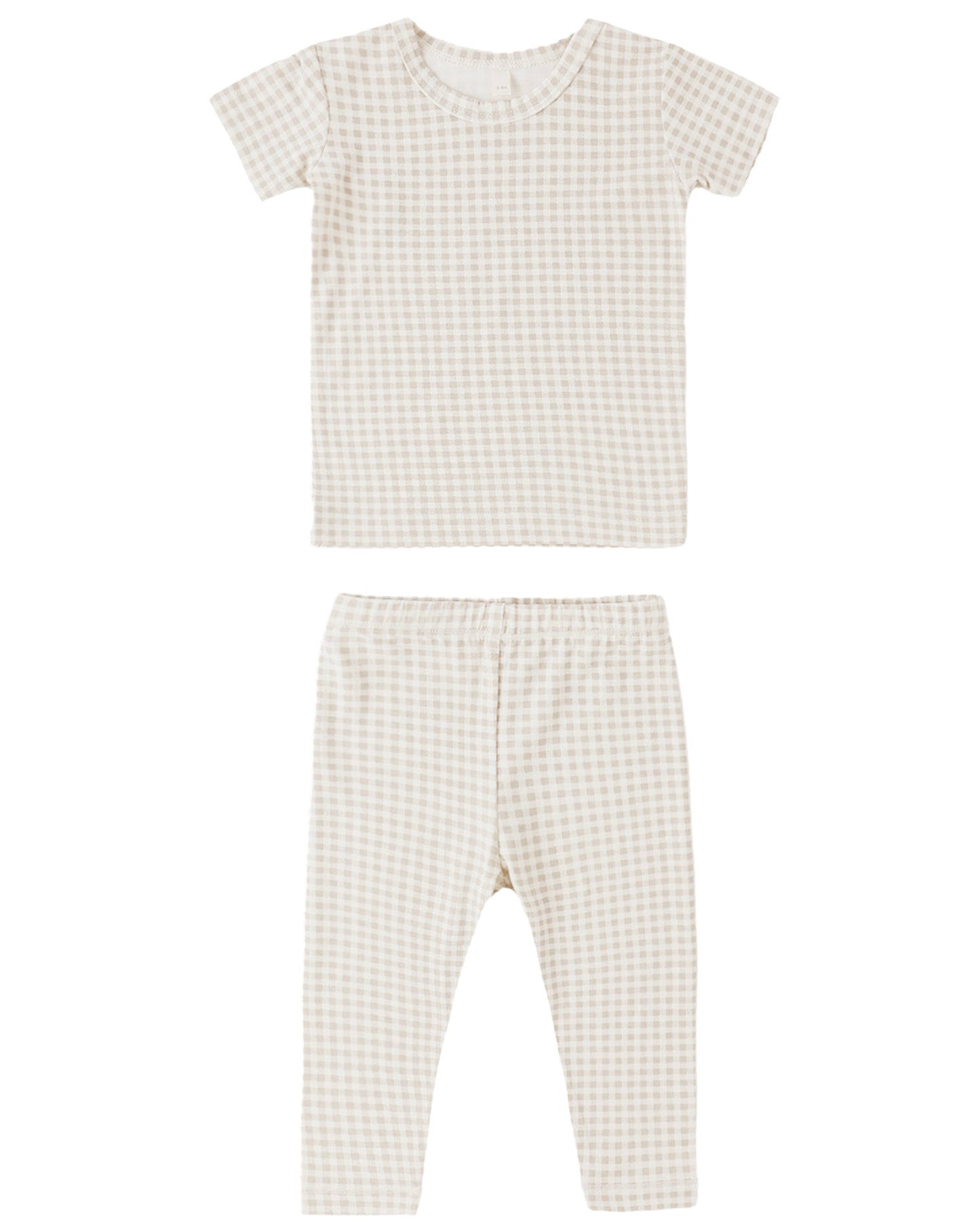 Rylee + Cru BAMBOO SHORT SLEEVE PAJAMA SET OAT GINGHAM - Persnickety Shop