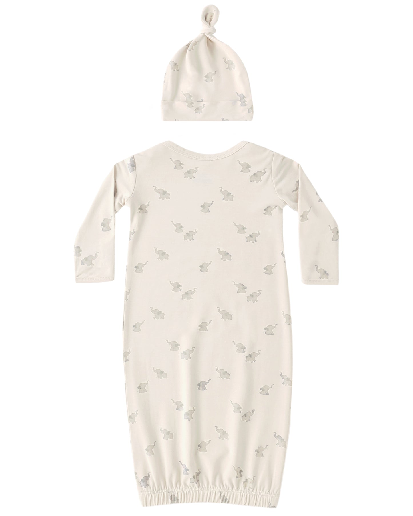 Rylee + Cru BAMBOO BABY GOWN + HAT SET ELEPHANTS - Persnickety Shop