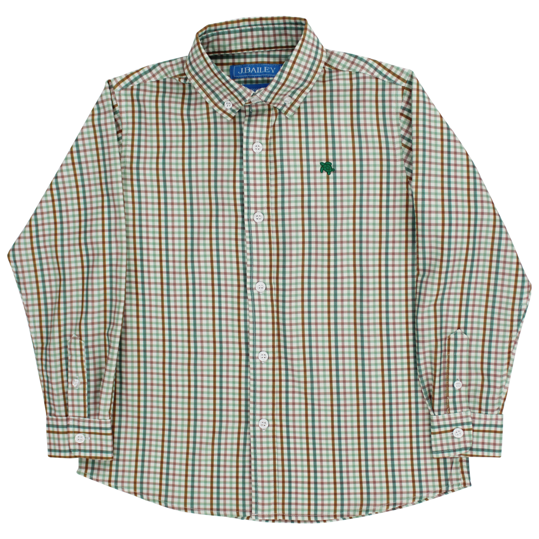 PRE-ORDER Bailey Boys PERFORMANCE BUTTON DOWN SHIRT-ACORN PLAID