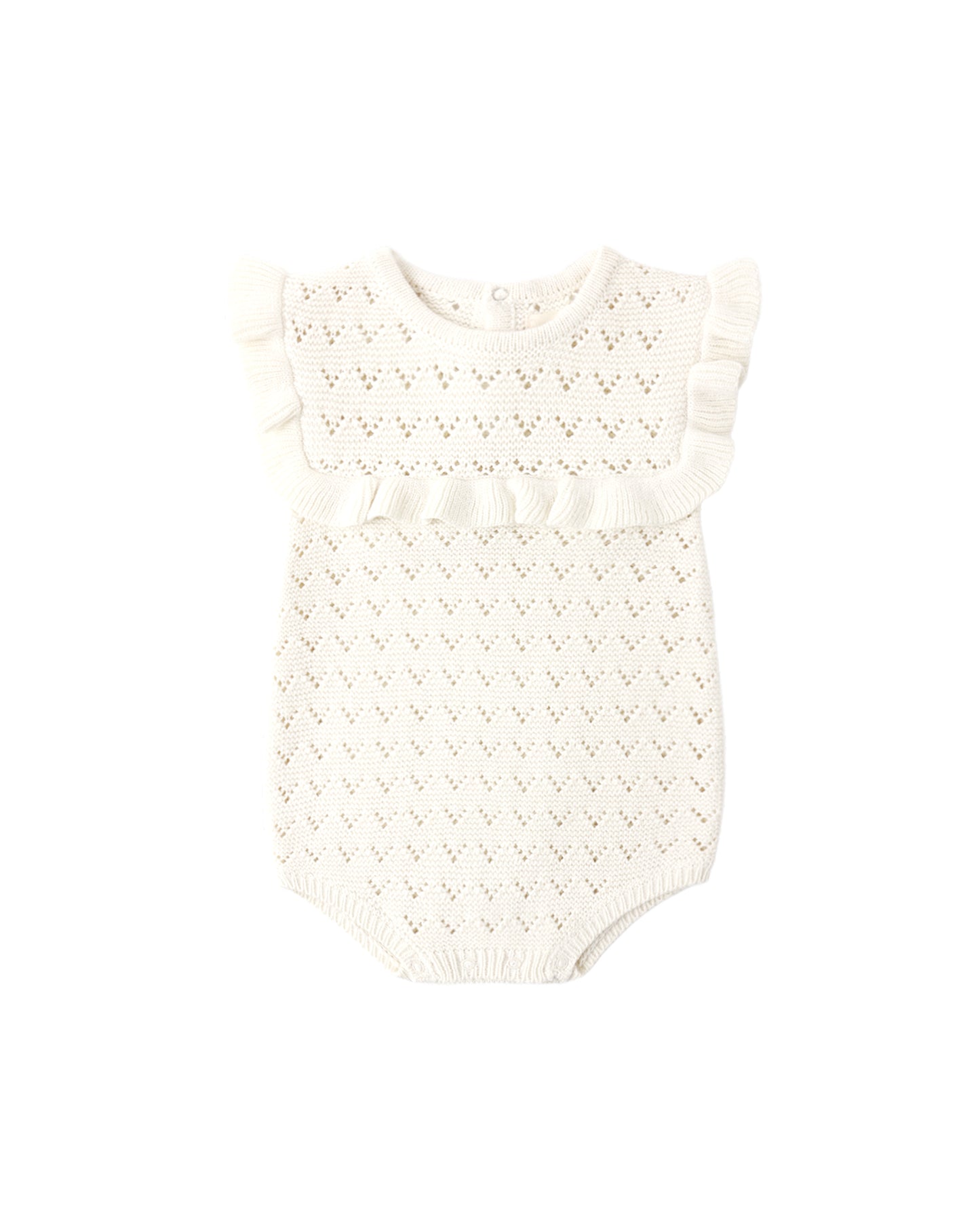 RYLEE + CRU POINTELLE RUFFLE ROMPER NATURAL - Persnickety Shop