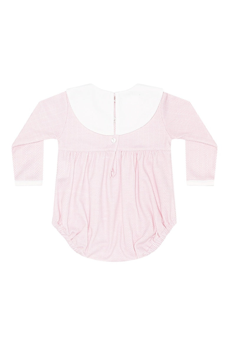 Nellapima Pink Herringbone Embroidered Bubble LS