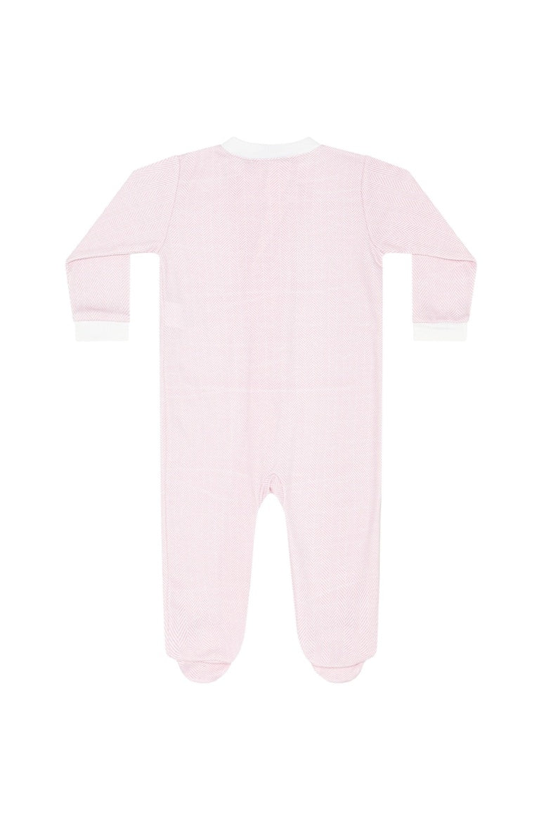 NELLAPIMA Pink Herringbone Zipper Footie