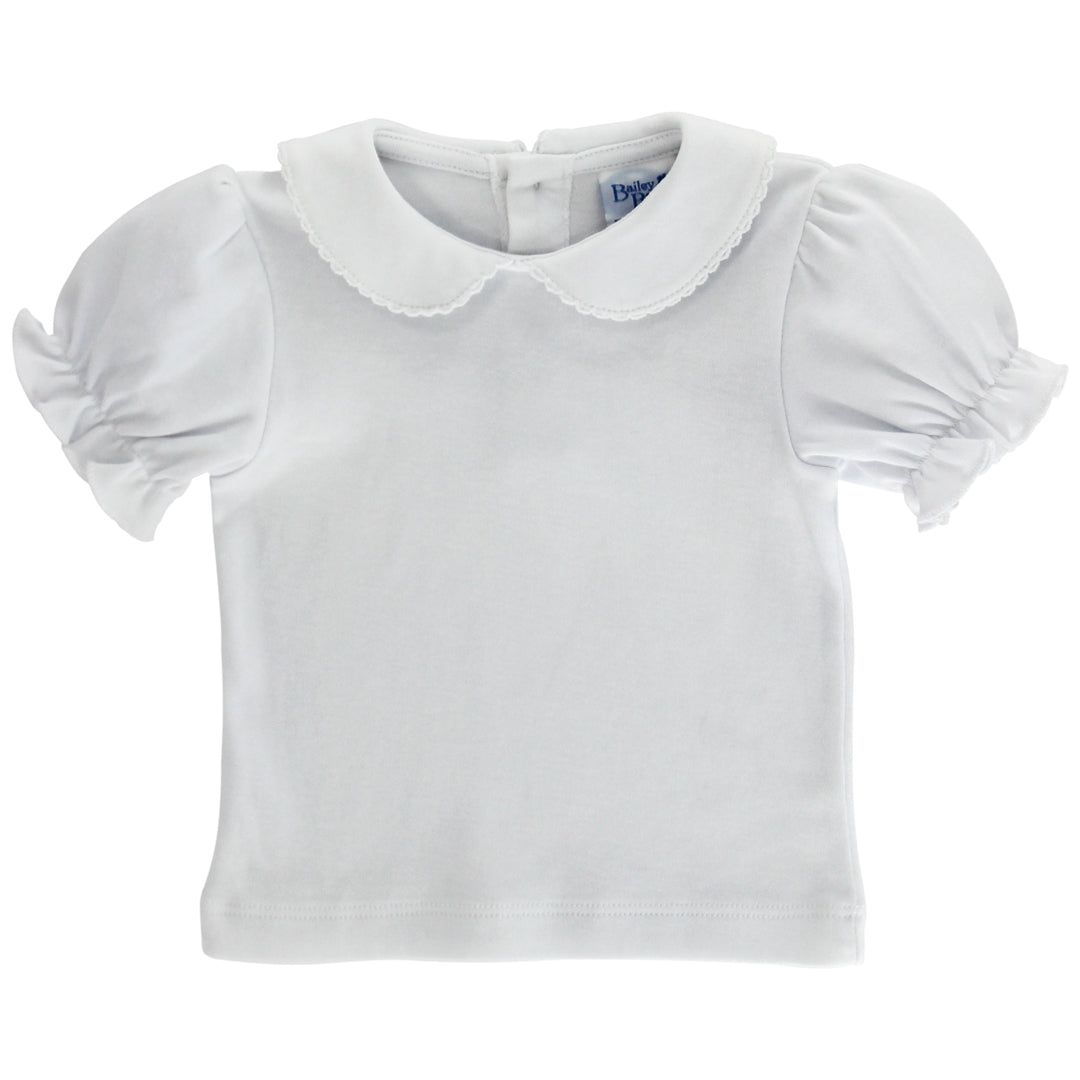 PRE-ORDER `Bailey Boys WHITE KNIT-GIRLS S/S BLOUSE