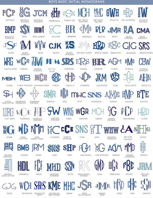 BOYS BASIC INITIAL MONOGRAMS